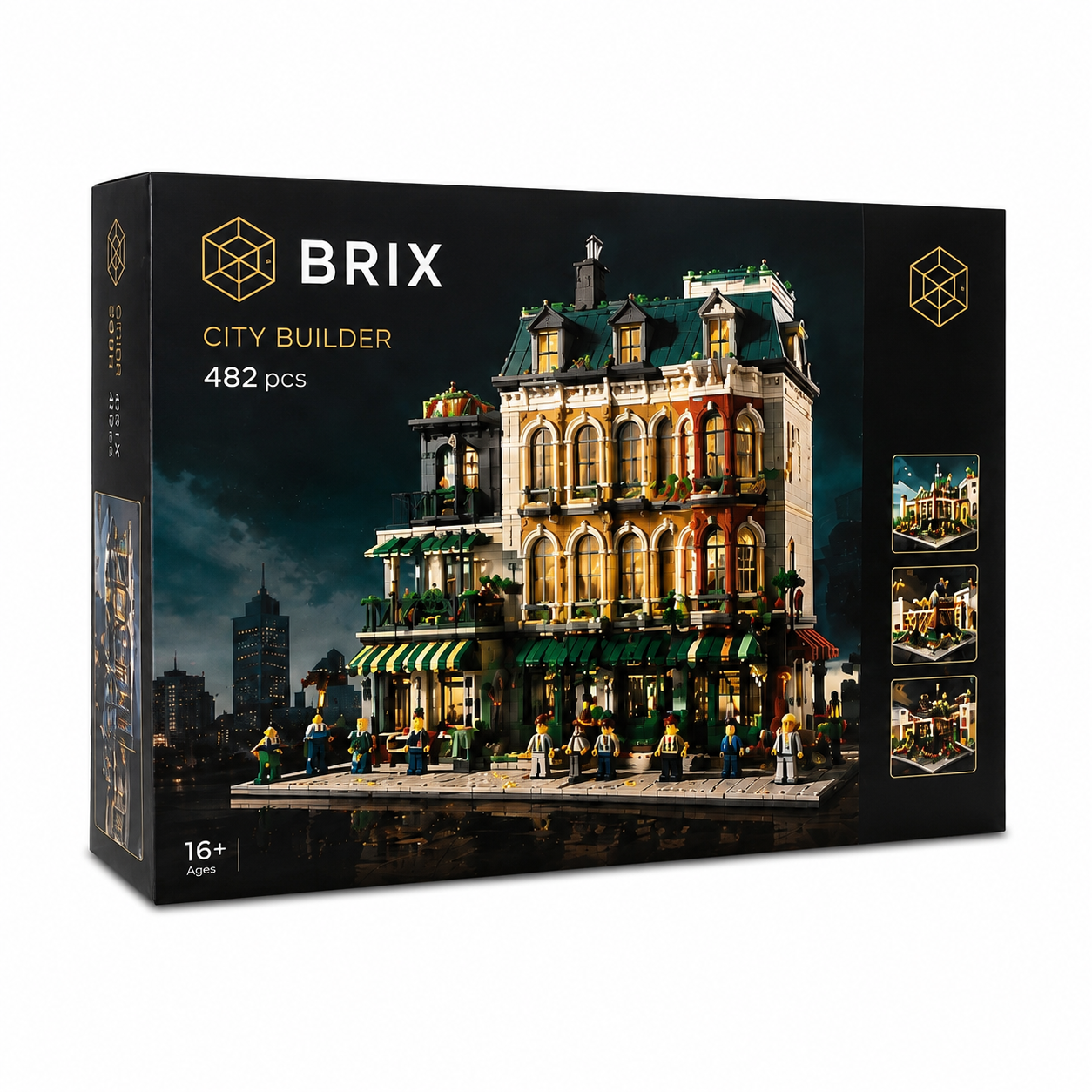 BRIX City Builder building set box with a city street scene in the background