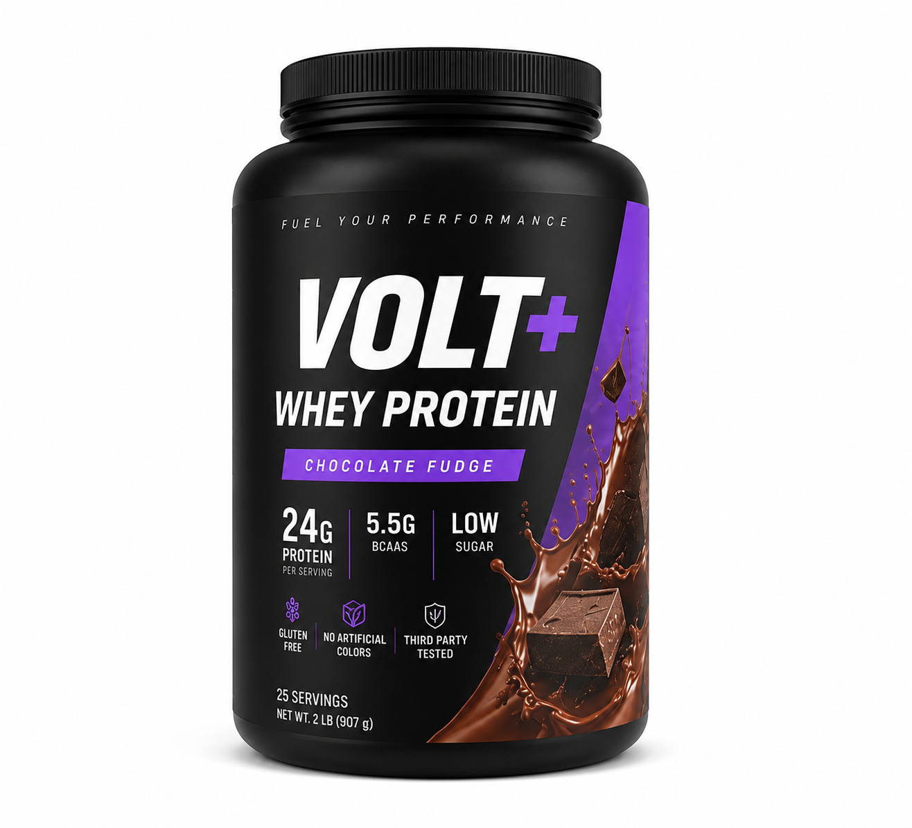 Chocolate whey protein bottle