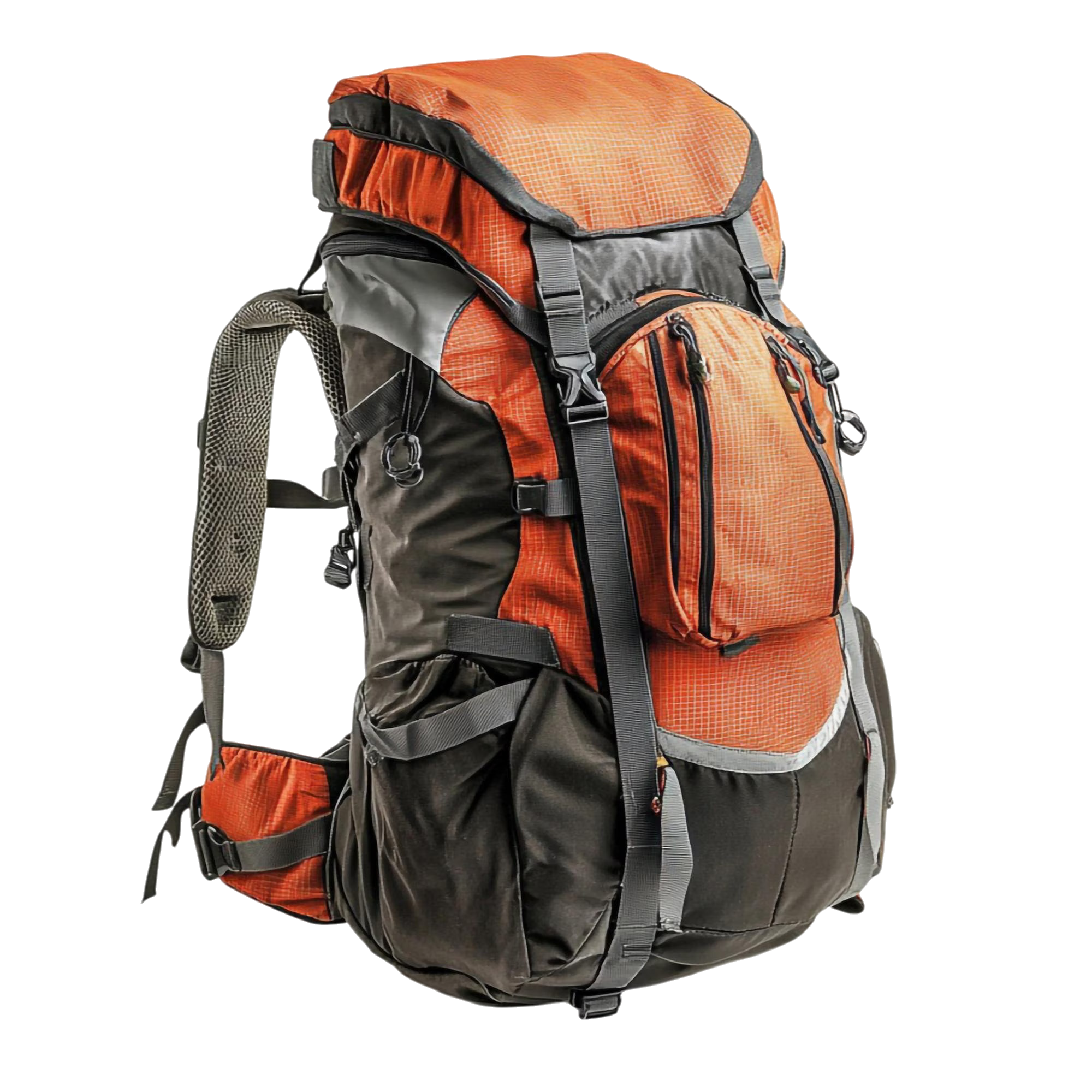 Orange and black hiking backpack