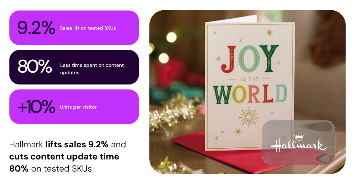Hallmark lifts sales 9.2% and cuts content update time 80% on tested SKUs case study hero image