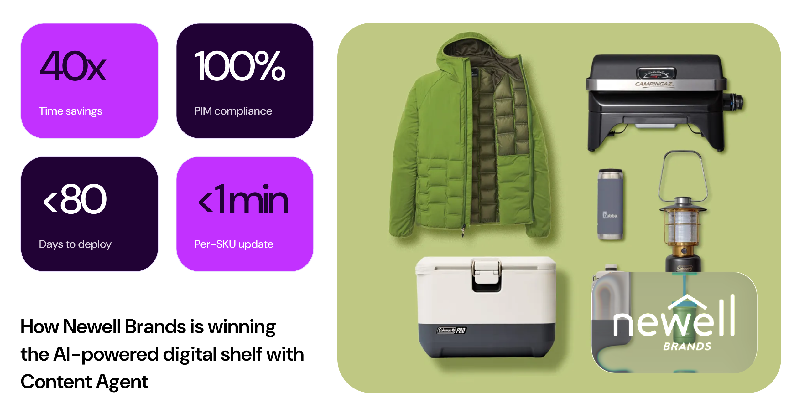 Newell Brands product portfolio and Content Agent results