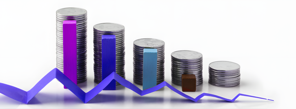Bar graph showing unit economics with highlighted bars and a fluctuating line graph.